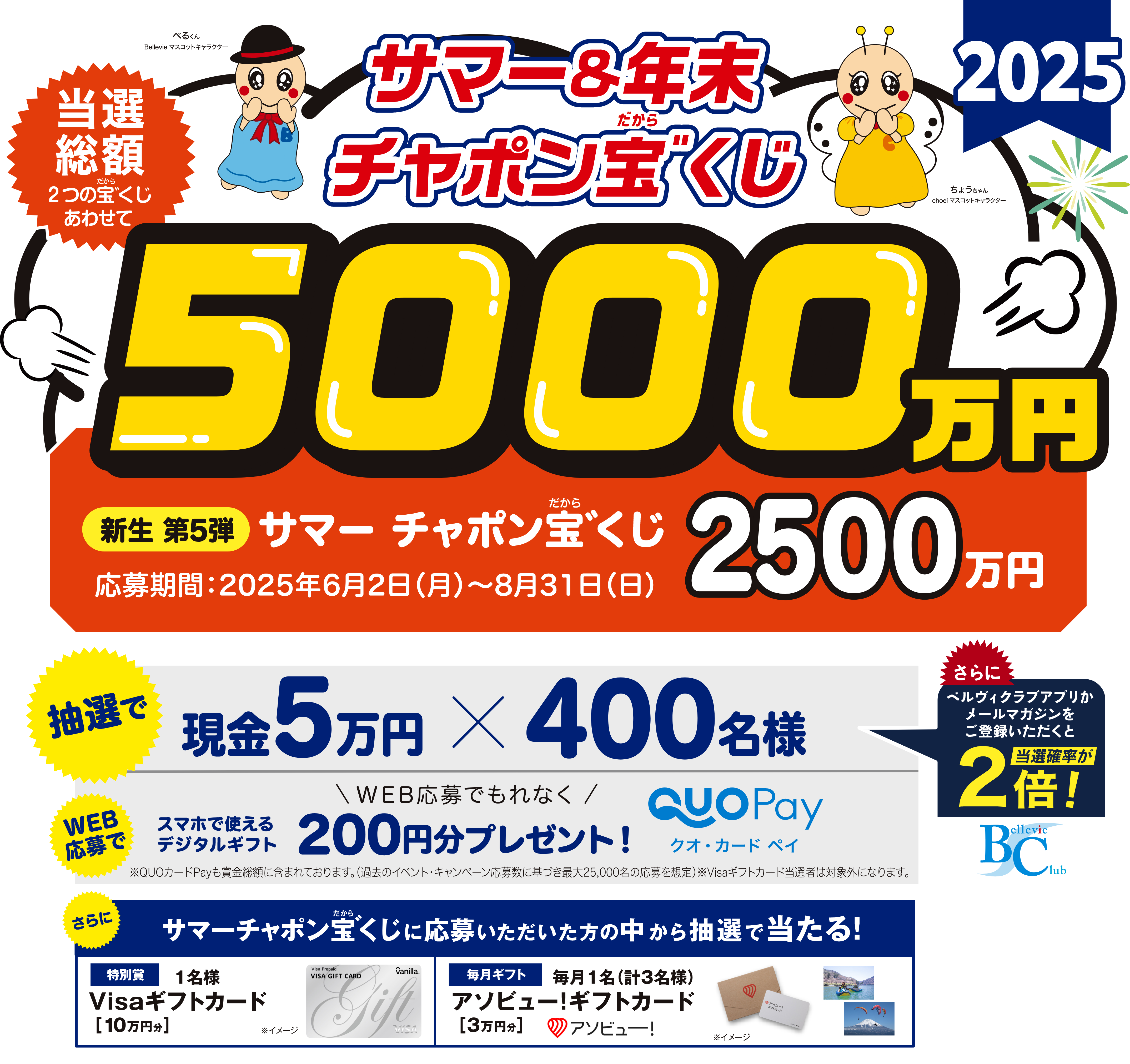 2025年もやります！サマーチャポン宝゛くじ 当選総額2,500万円 応募期間：2025年6月2日（月）～8月31日（日）